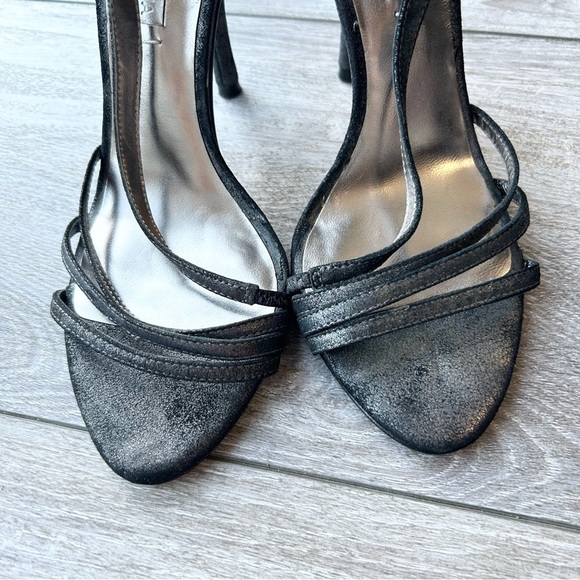 BCBGMAXAZRIA Metallic Black All Leather Heeled Sandals - Picture 4 of 14